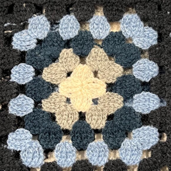 Capri Crochet Squares Open Cardigan, Navy, M - Picture 5 of 10